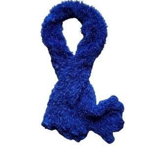 Vintage Y2K Royal Blue Fuzzy Long Soft Scarf